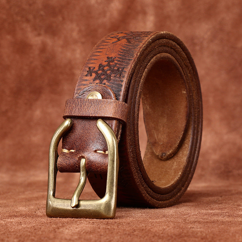 Retro Old money Personality Trend Carved All-matching Jeans Belt