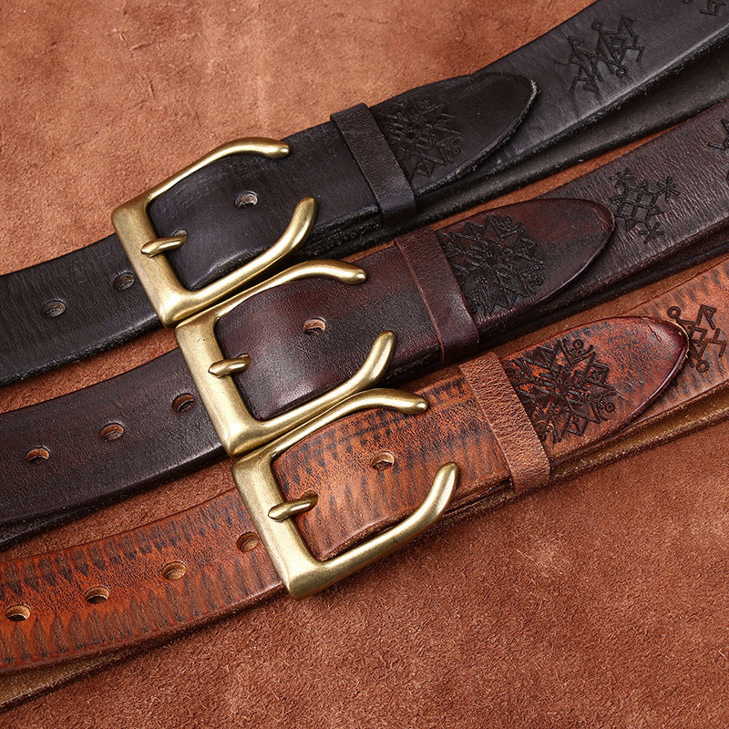 Retro Old money Personality Trend Carved All-matching Jeans Belt
