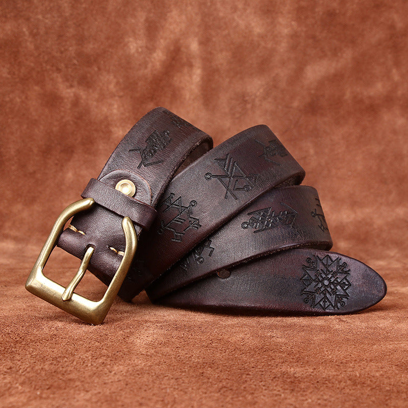 Retro Old money Personality Trend Carved All-matching Jeans Belt