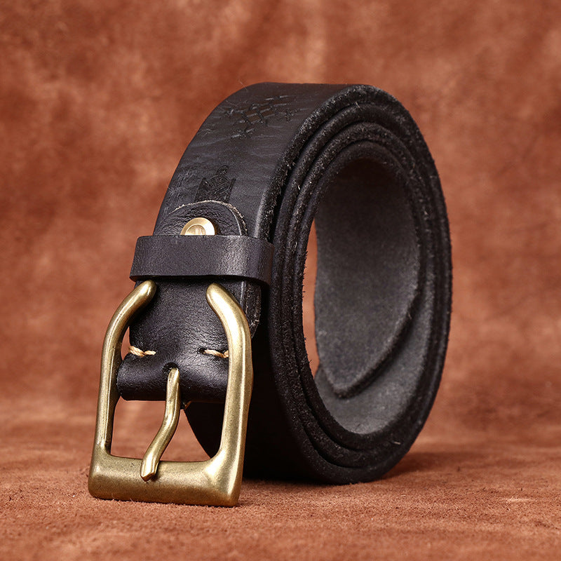 Retro Old money Personality Trend Carved All-matching Jeans Belt
