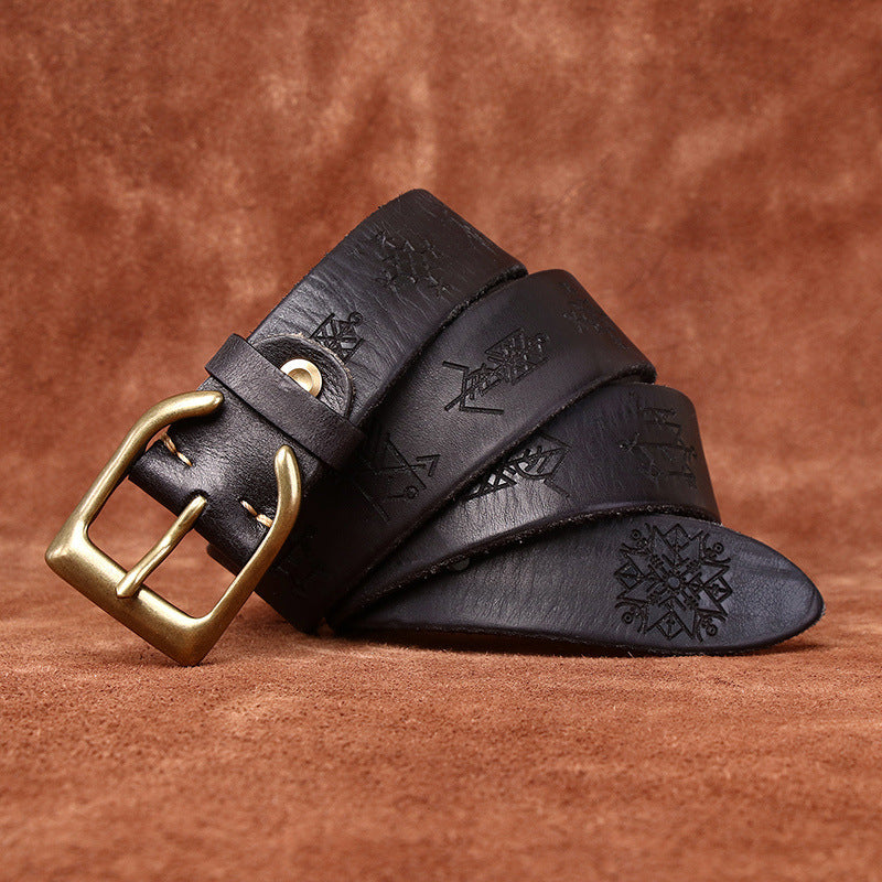 Retro Old money Personality Trend Carved All-matching Jeans Belt