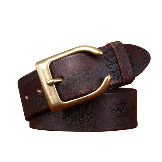Retro Old money Personality Trend Carved All-matching Jeans Belt