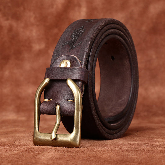 Retro Old money Personality Trend Carved All-matching Jeans Belt