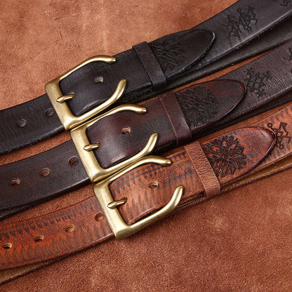 Retro Old money Personality Trend Carved All-matching Jeans Belt