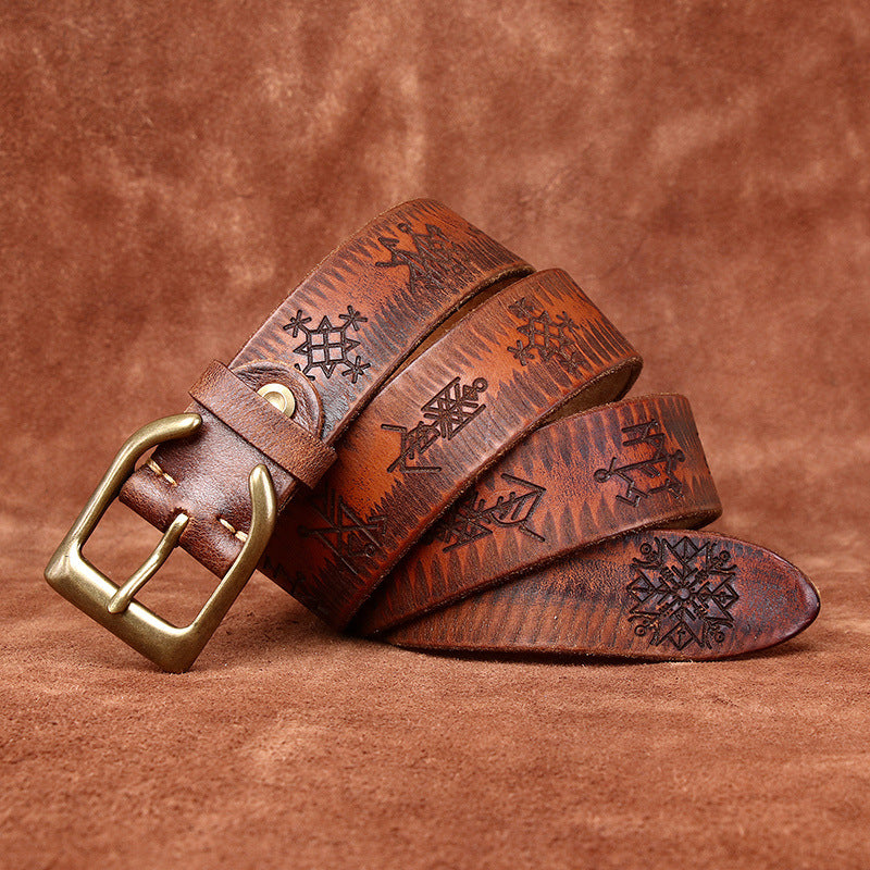 Retro Old money Personality Trend Carved All-matching Jeans Belt