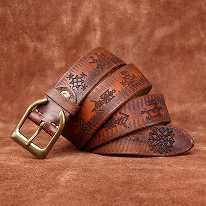 Retro Old money Personality Trend Carved All-matching Jeans Belt